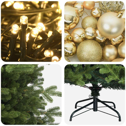 Albero di Natale artificiale con palline 120 cm 150 LED
