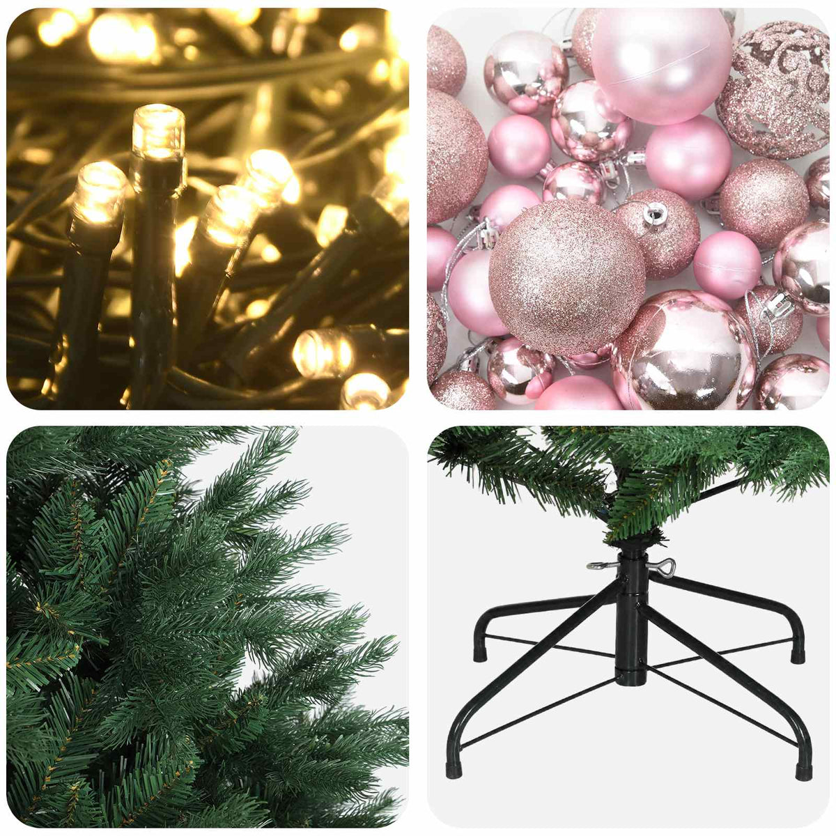 Albero di Natale artificiale con palline 150 cm 150 LED
