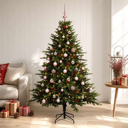 Albero di Natale artificiale con palline 150 cm 150 LED