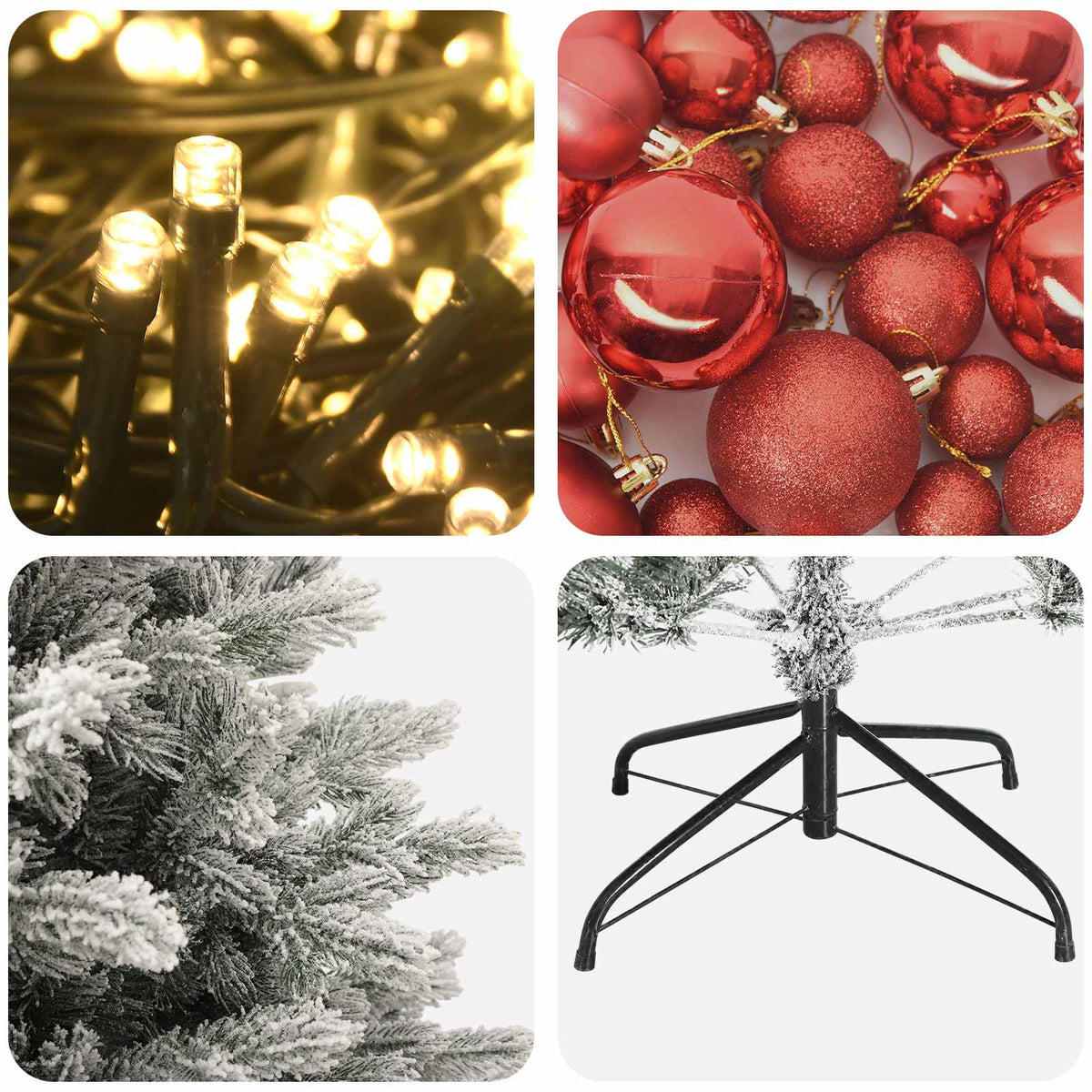 Albero di Natale artificiale con palline 120 cm 150 LED