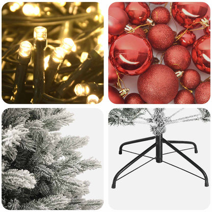 Albero di Natale artificiale con palline 120 cm 150 LED