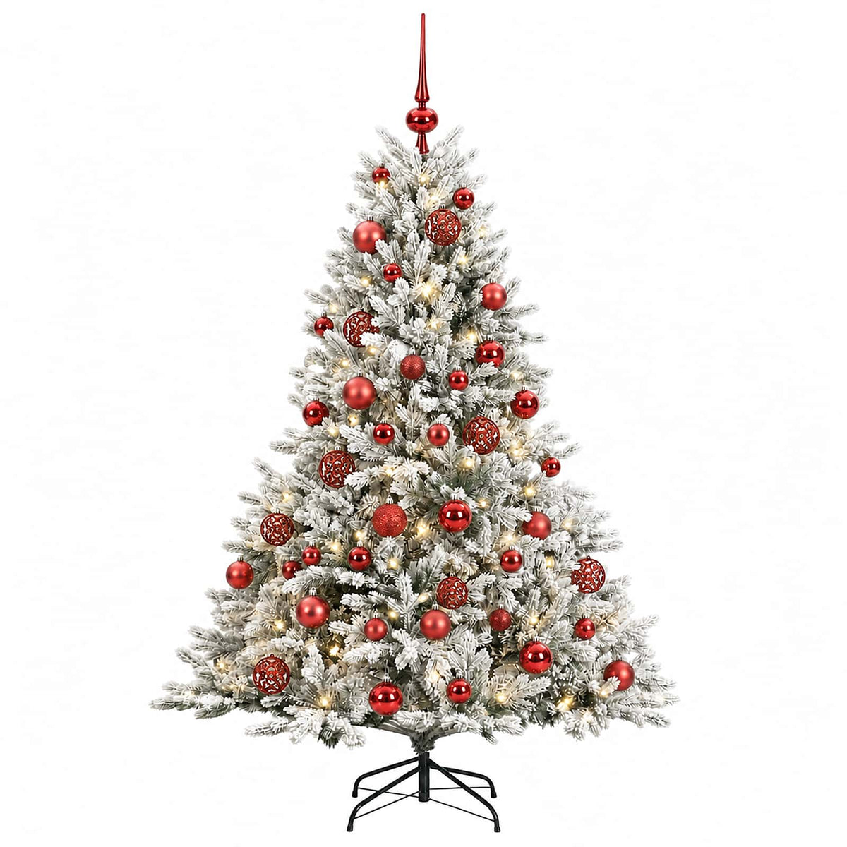 Albero di Natale artificiale con palline 120 cm 150 LED