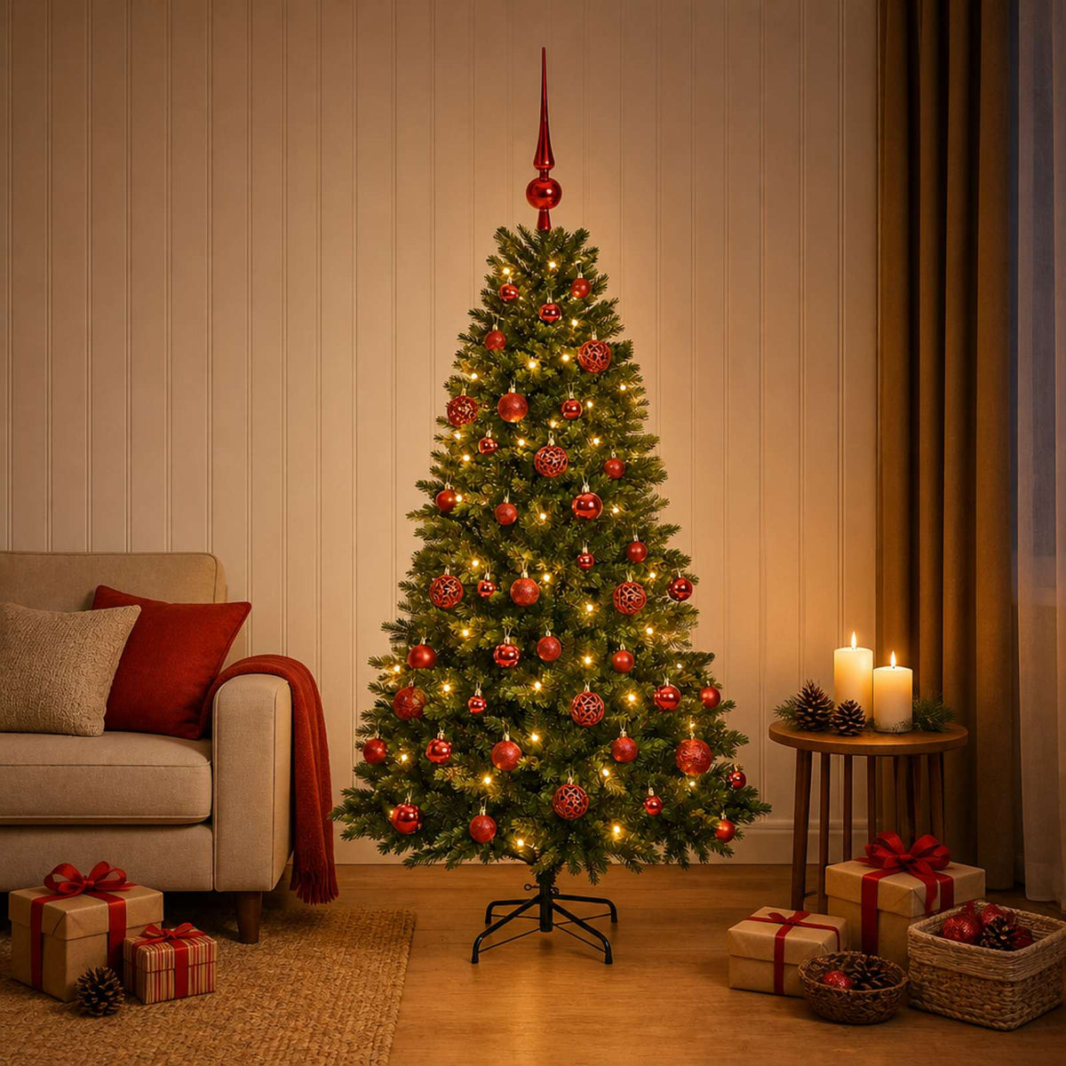 Albero di Natale Artificiale con Palline 120 cm 150 LED | homemem39