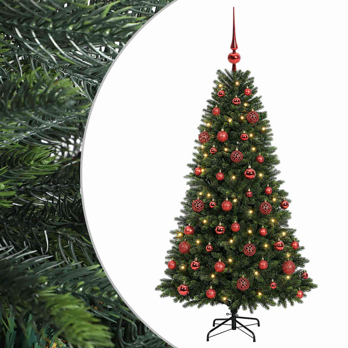 Albero di Natale Artificiale con Palline 150 cm 150 LED