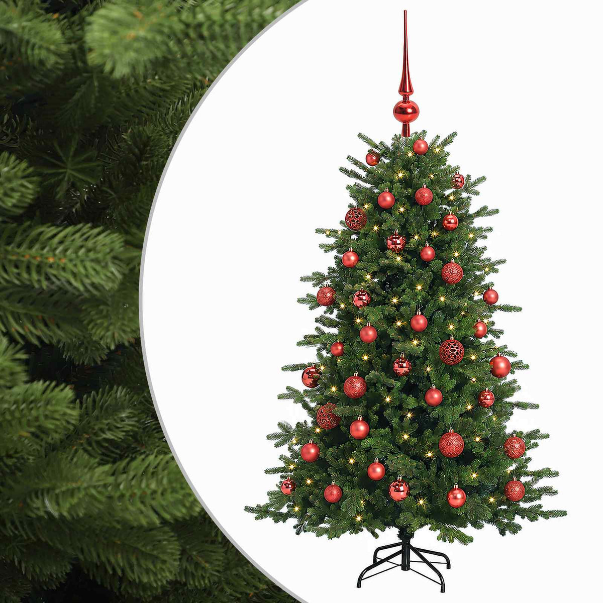 Albero di Natale artificiale con palline 120 cm 150 LED