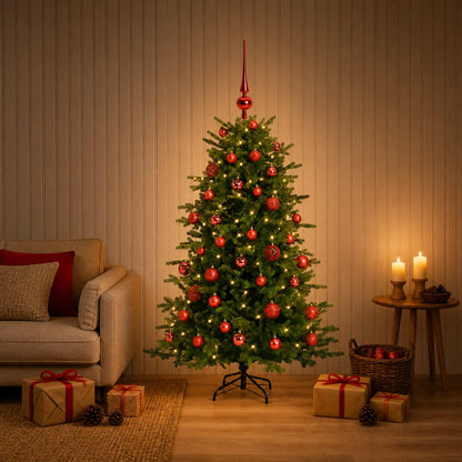 Albero di Natale artificiale con palline 120 cm 150 LED