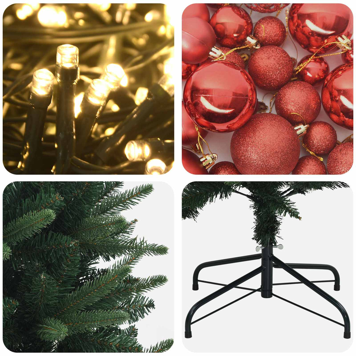 Albero di Natale Artificiale con Palline 120 cm 150 LED