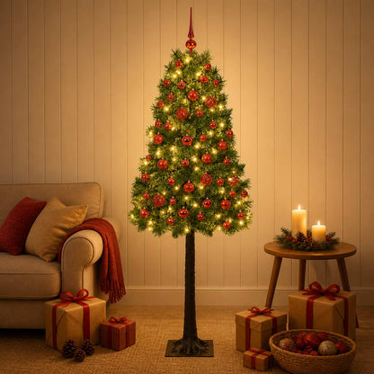 Albero di Natale artificiale con rami snodati e palline 120 cm