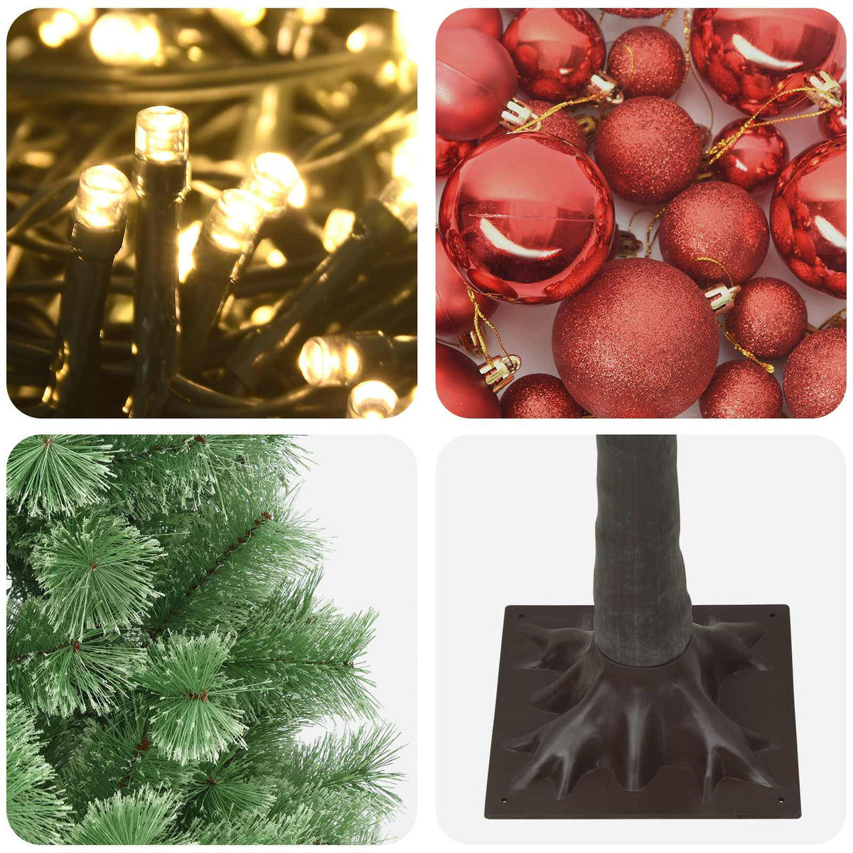 Albero di Natale artificiale con rami snodati e palline 120 cm