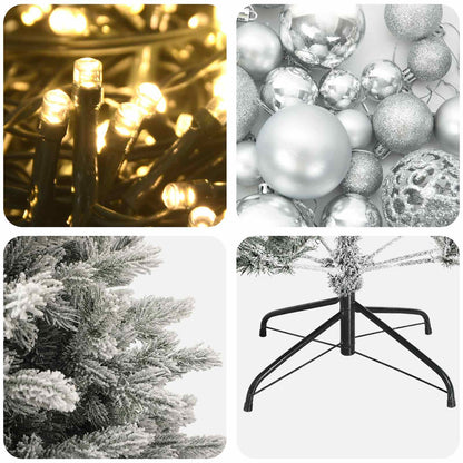 Albero di Natale artificiale con palline 120 cm 150 LED