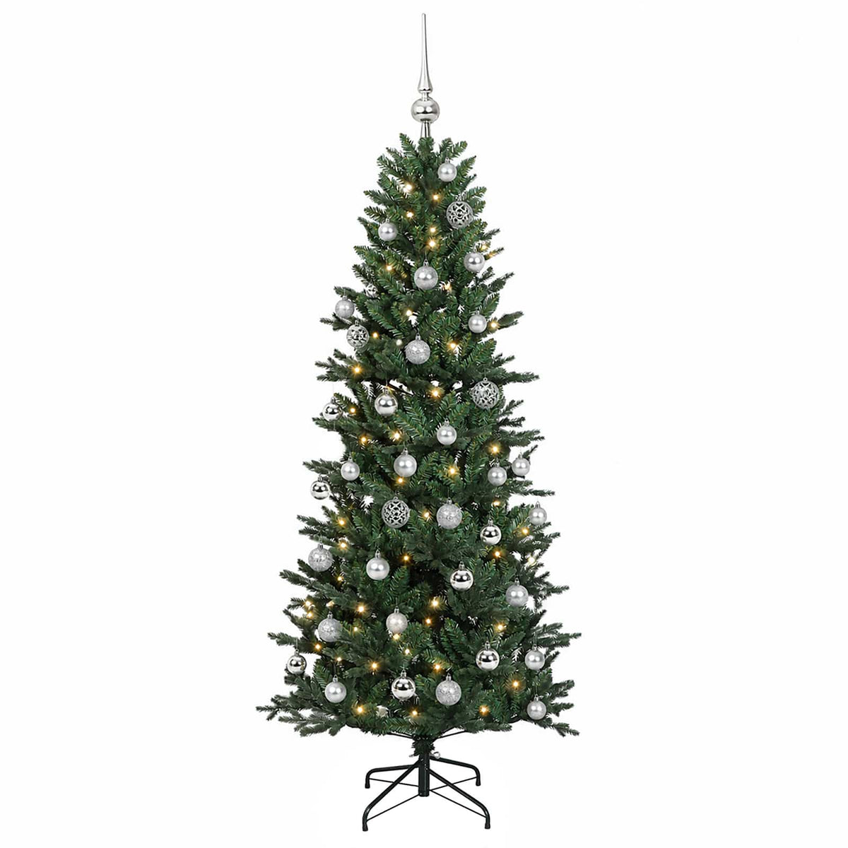 Albero di Natale artificiale con palline 120 cm 150 LED | homemem39