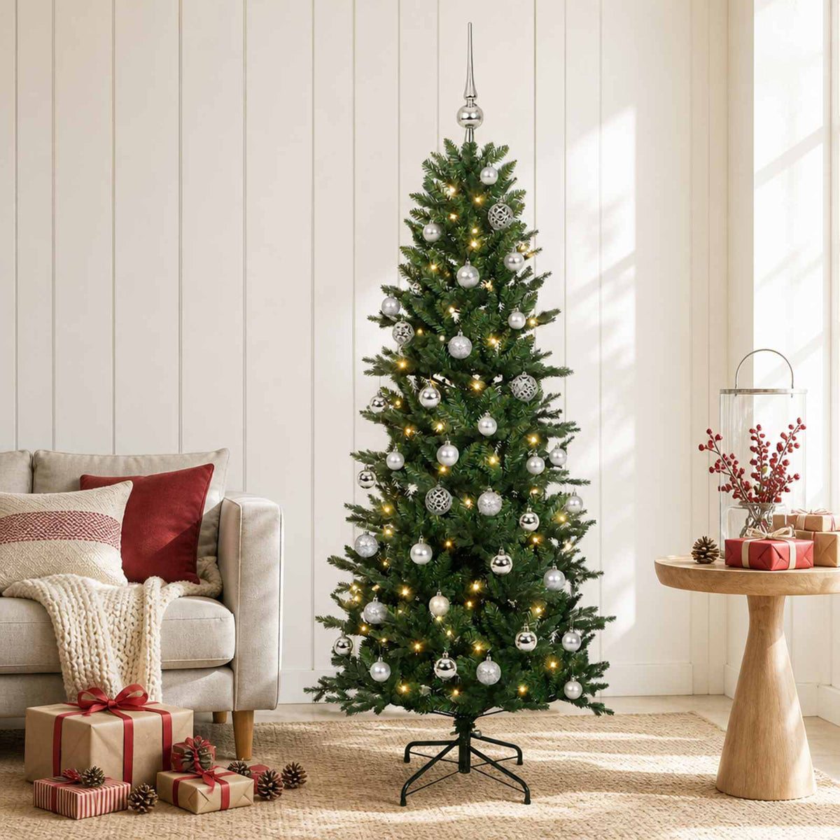 Albero di Natale artificiale con palline 150 cm 150 LED | homemem39