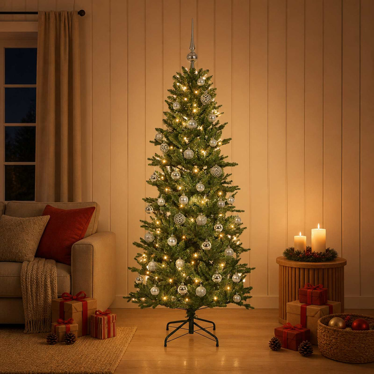 Albero di Natale artificiale con palline 150 cm 150 LED | homemem39