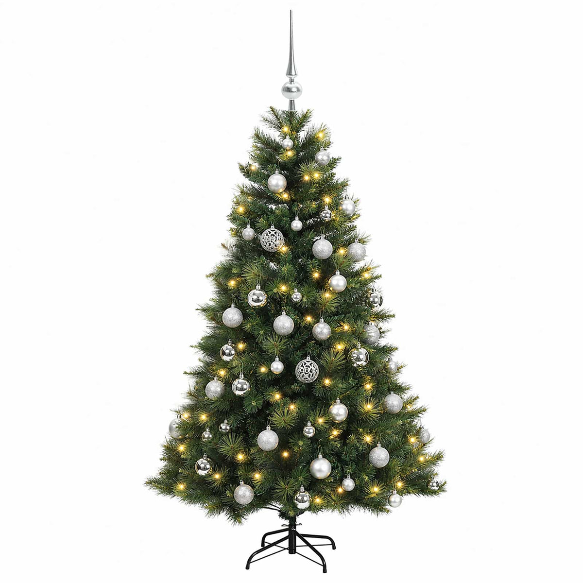 Albero di Natale artificiale con palline 120 cm 150 LED | homemem39