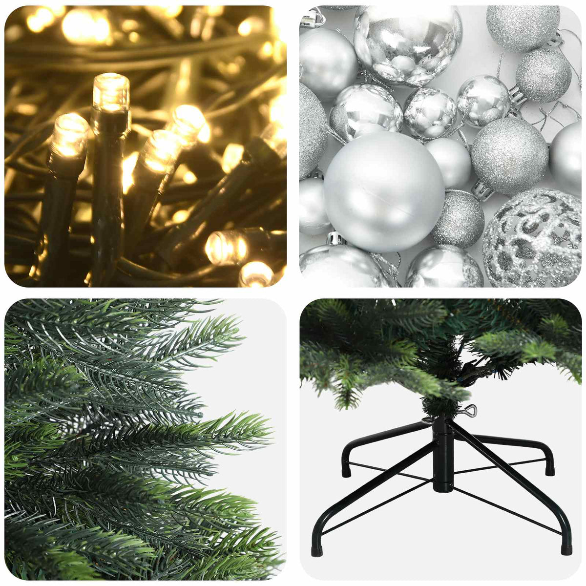 Albero di Natale Artificiale con Palline 120 cm 150 LED
