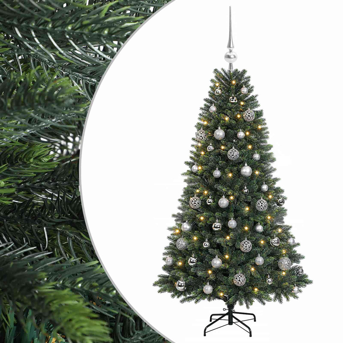 Albero di Natale Artificiale con Palline 120 cm 150 LED