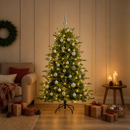 Albero di Natale artificiale con palline 120 cm 150 LED