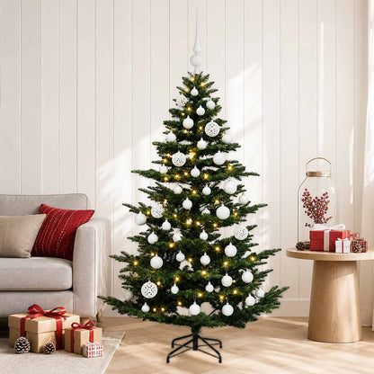 Albero di Natale artificiale con palline 150 cm 150 LED