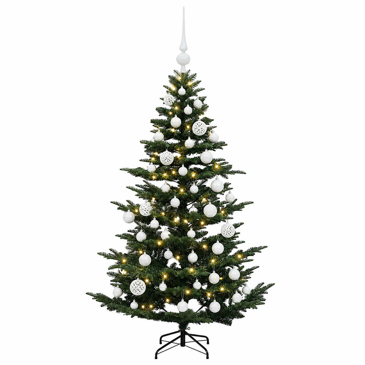 Albero di Natale artificiale con palline 150 cm 150 LED