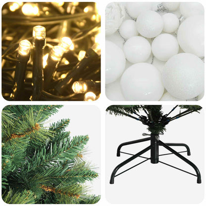 Albero di Natale Artificiale con Palline 150 cm 150 LED