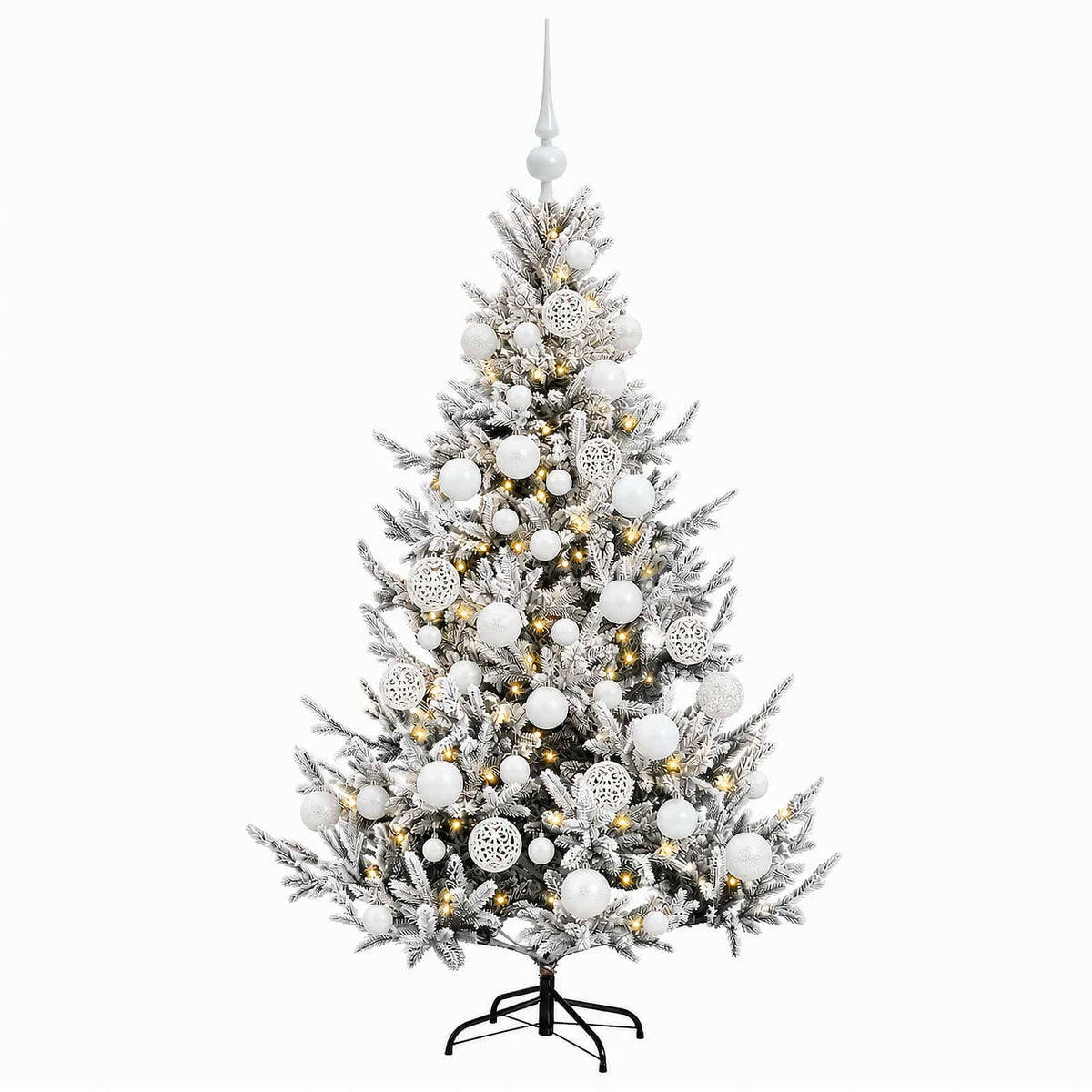 Albero di Natale artificiale con palline 150 cm 150 LED