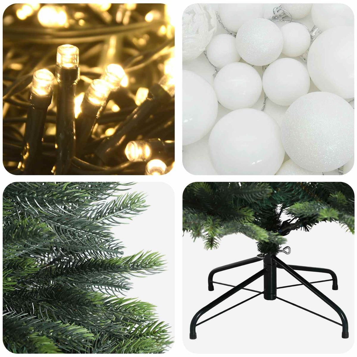 Albero di Natale Artificiale con Palline 150 cm 150 LED