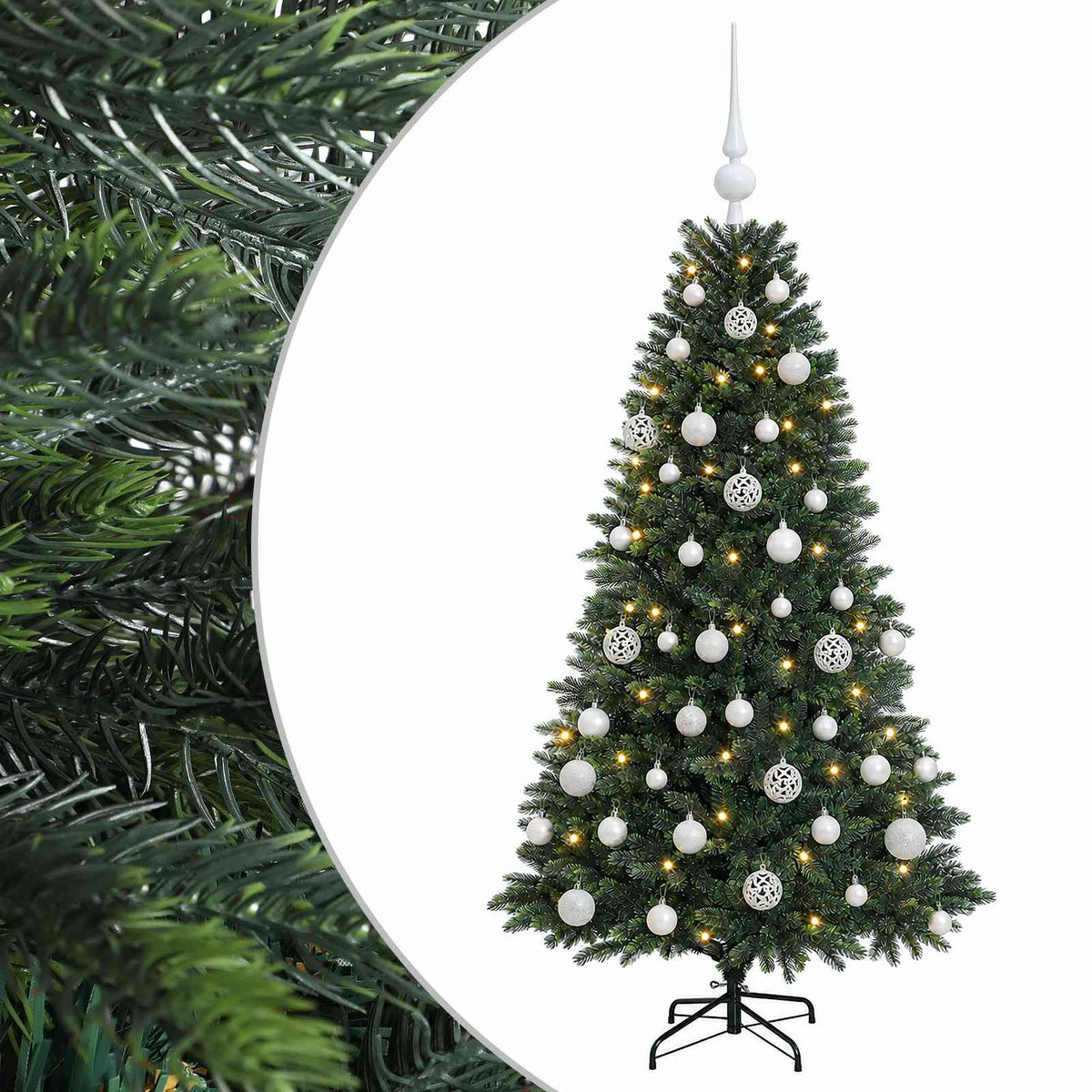 Albero di Natale Artificiale con Palline 150 cm 150 LED