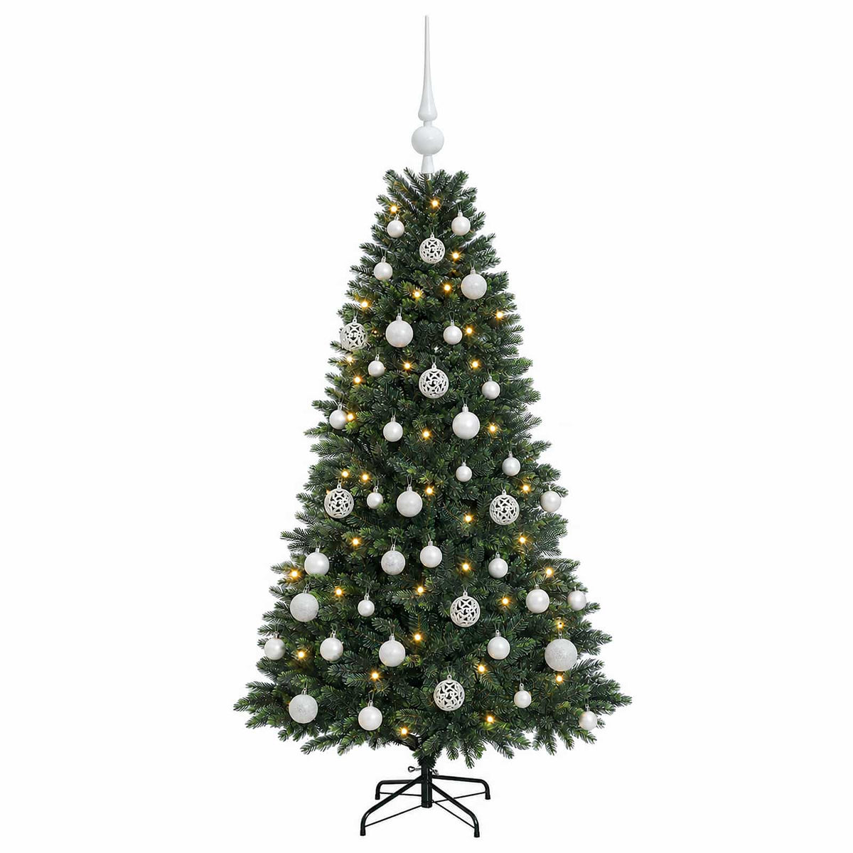 Albero di Natale Artificiale con Palline 150 cm 150 LED