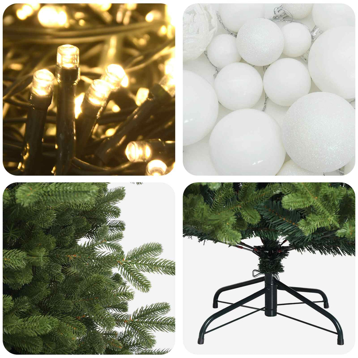 Albero di Natale artificiale con palline 120 cm 150 LED | homemem39