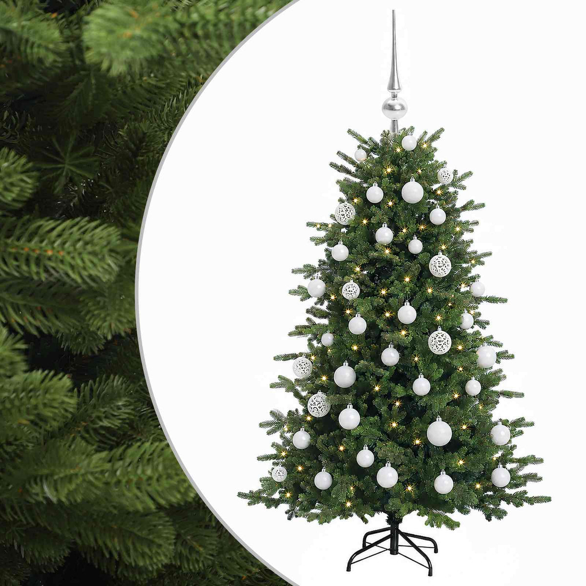 Albero di Natale artificiale con palline 120 cm 150 LED | homemem39
