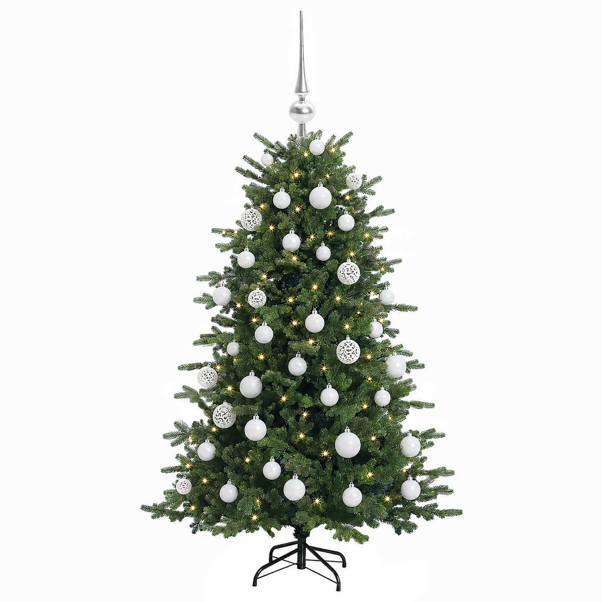 Albero di Natale artificiale con palline 120 cm 150 LED | homemem39