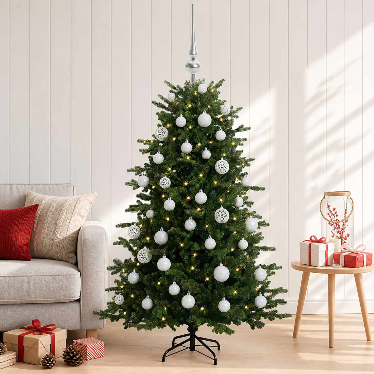 Albero di Natale artificiale con palline 120 cm 150 LED | homemem39