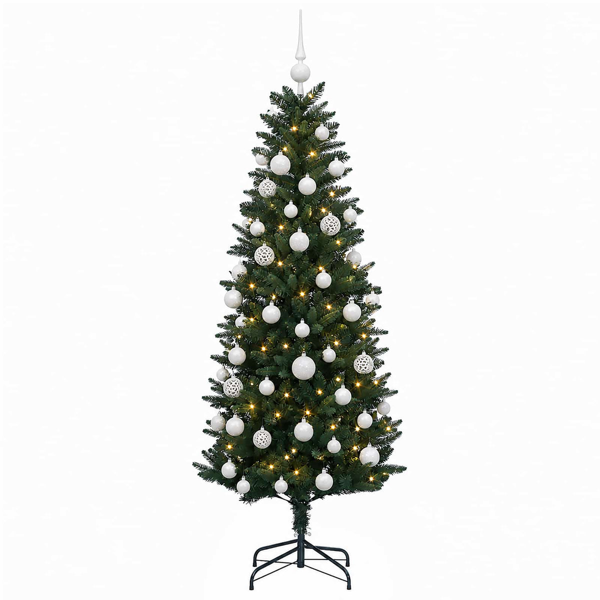 Albero di Natale Artificiale con Palline 150 cm 150 LED
