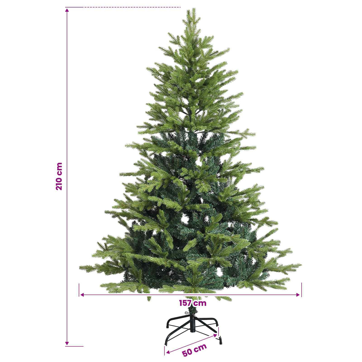 Albero di Natale Artificiale con Rami Pieghevoli 210 cm 300 LED