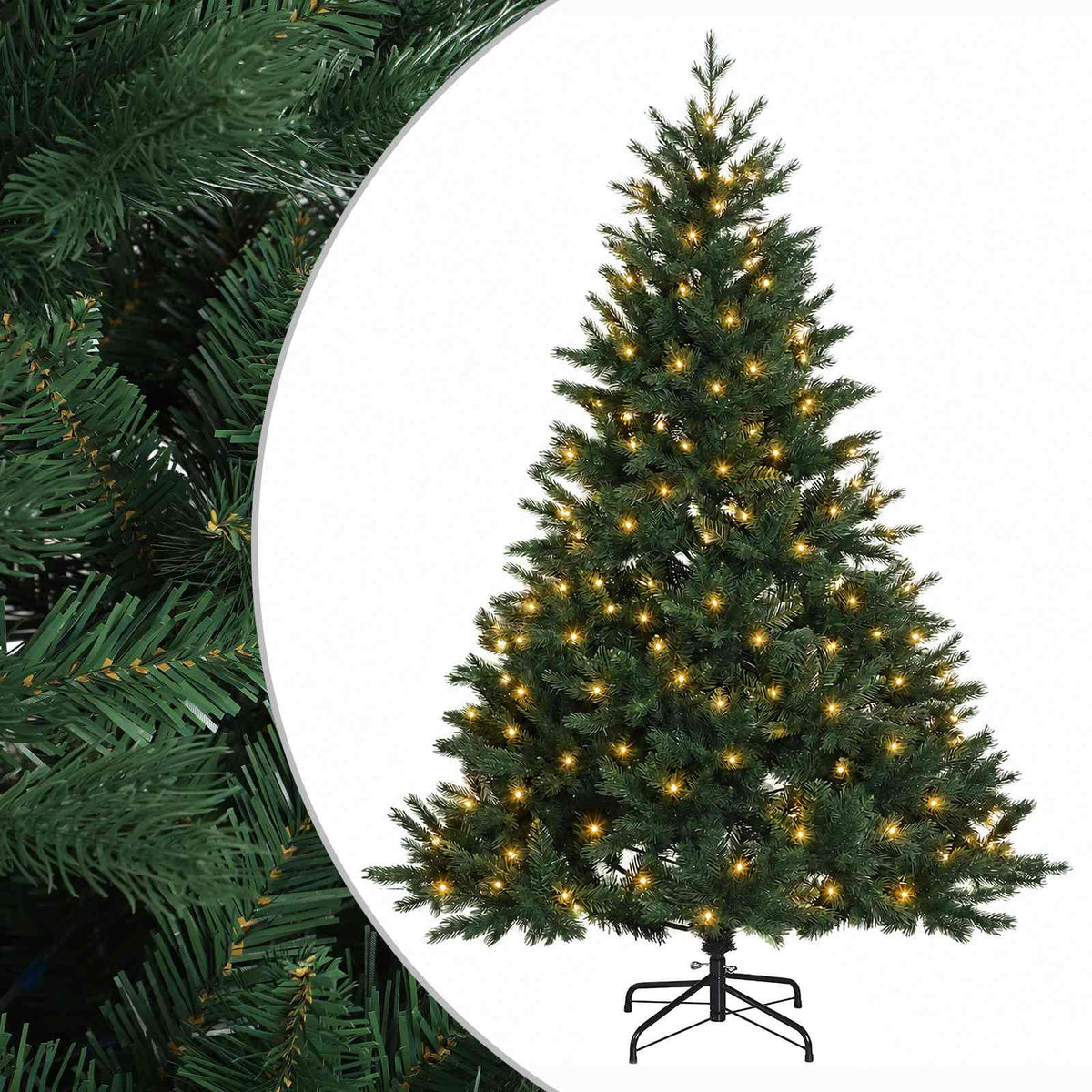 Albero di Natale Artificiale con Rami Pieghevoli 180 cm 300 LED