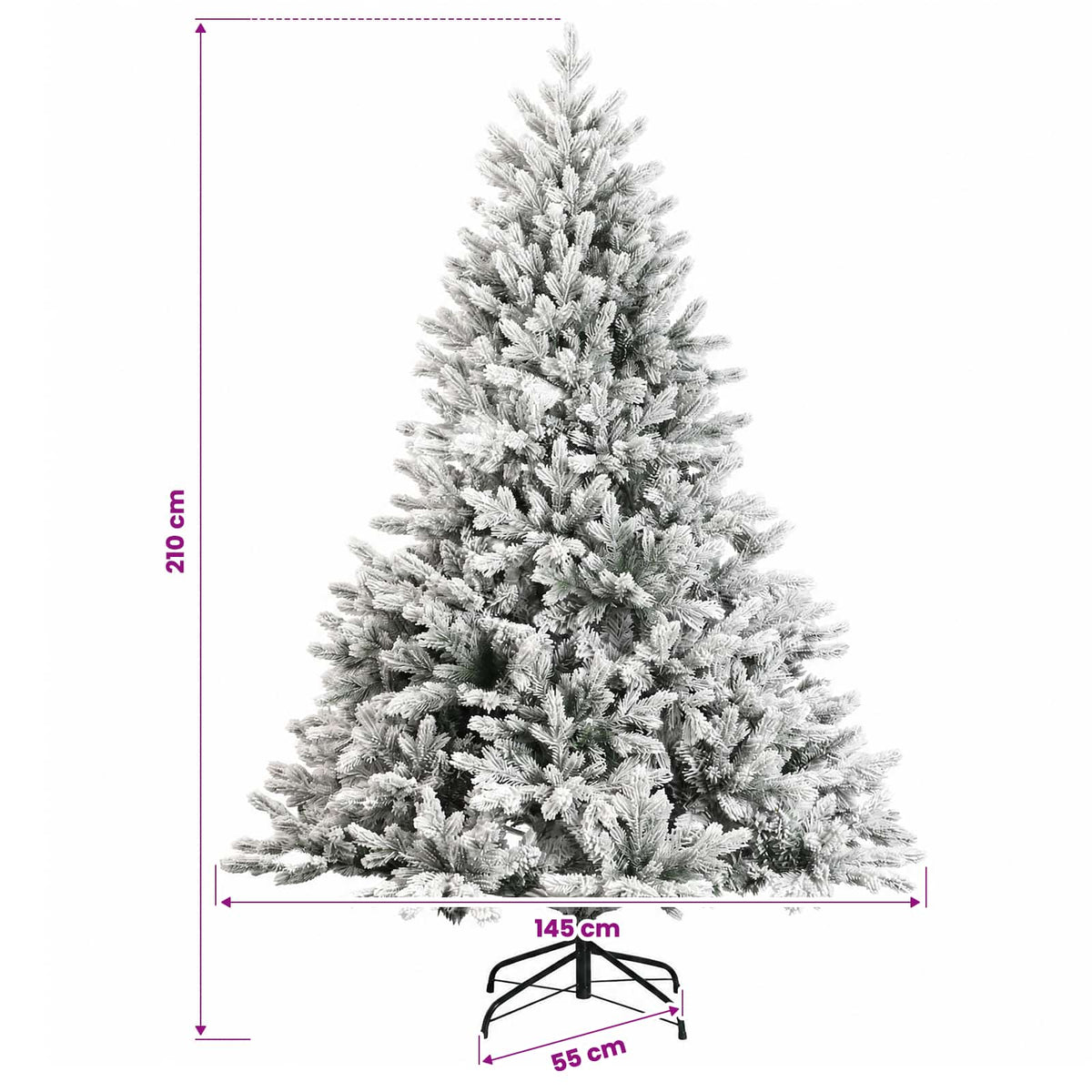 Albero di Natale Artificiale con Rami Pieghevoli 210 cm 300 LED