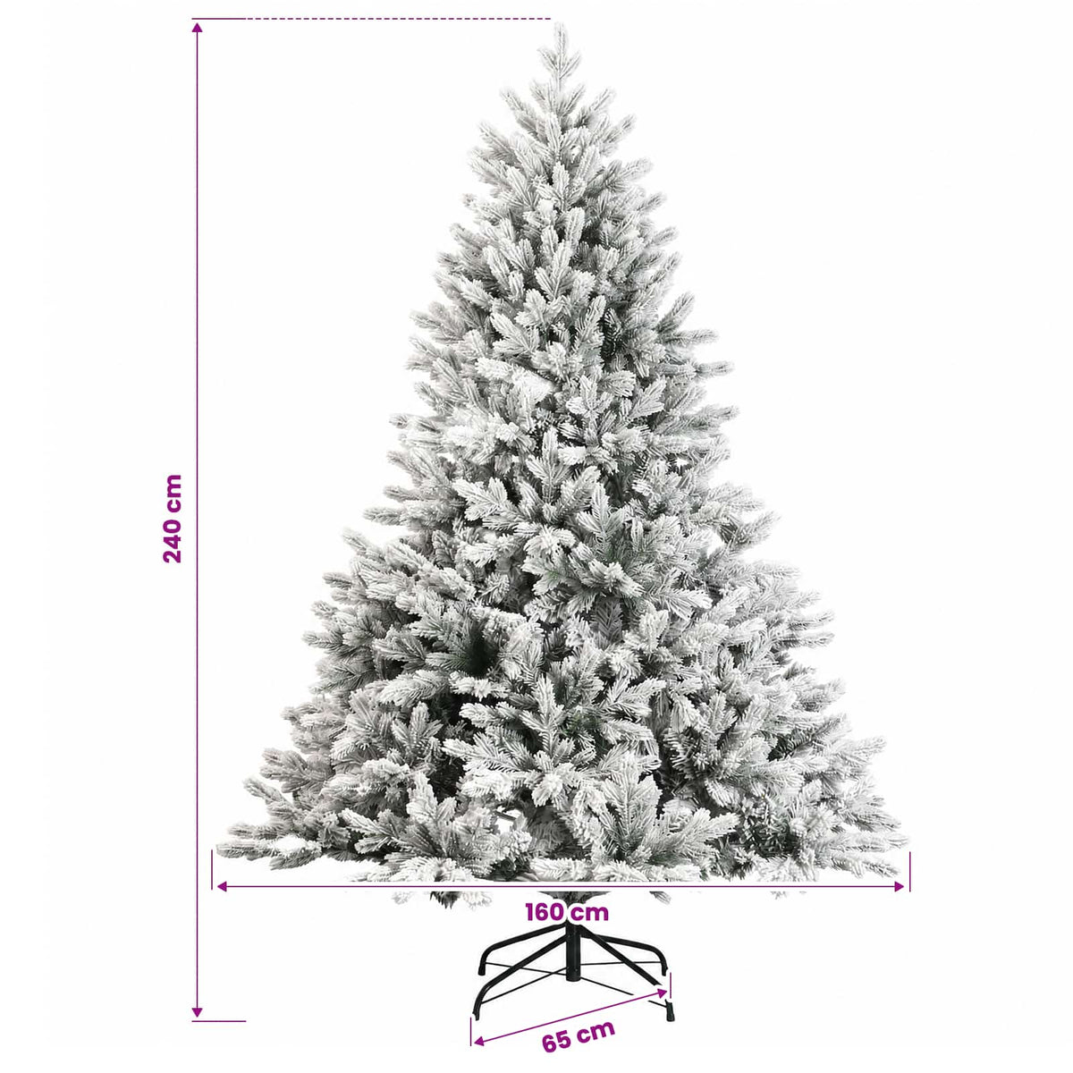 Albero di Natale Artificiale con Rami Pieghevoli 240 cm 300 LED