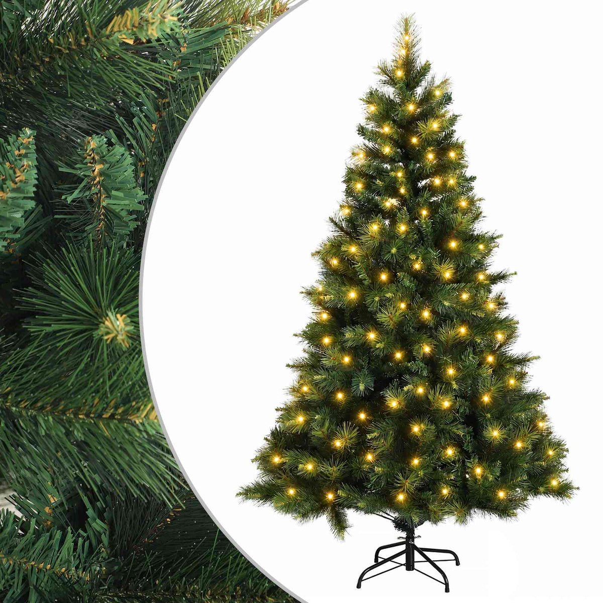 Albero di Natale Artificiale con Rami Pieghevoli 210 cm 300 LED