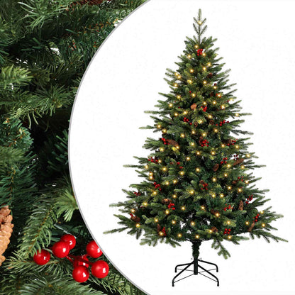 Albero di Natale Artificiale con Rami Pieghevoli 180 cm 300 LED