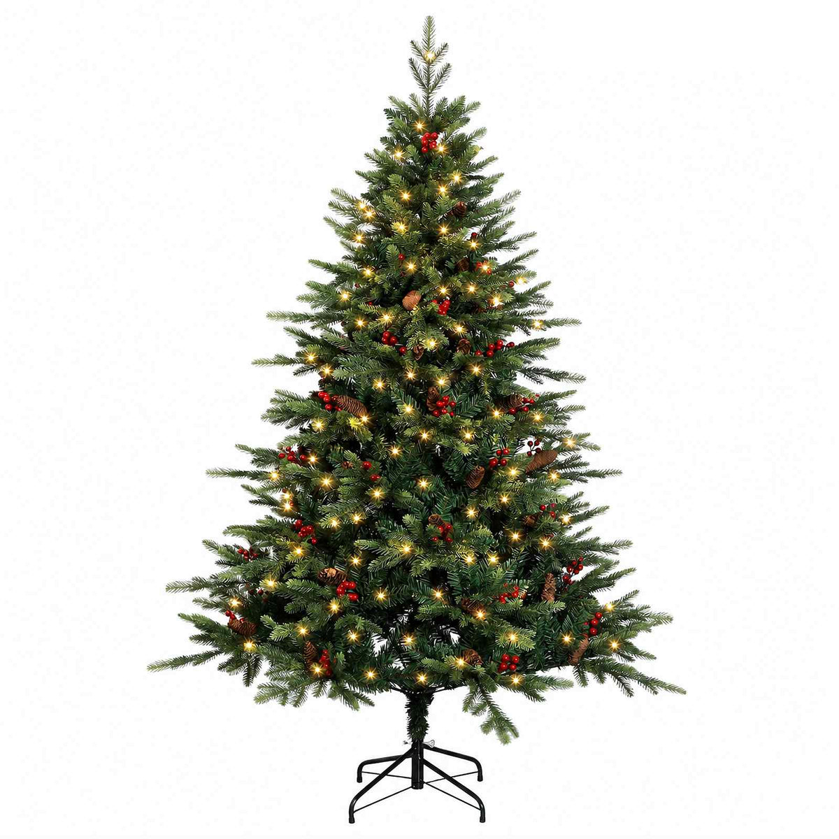 Albero di Natale Artificiale con Rami Pieghevoli 180 cm 300 LED