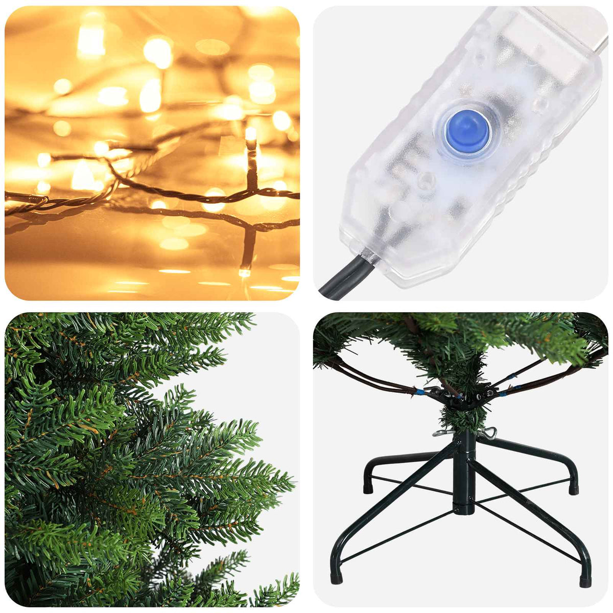 Albero di Natale Artificiale con Rami Pieghevoli 240 cm 300 LED