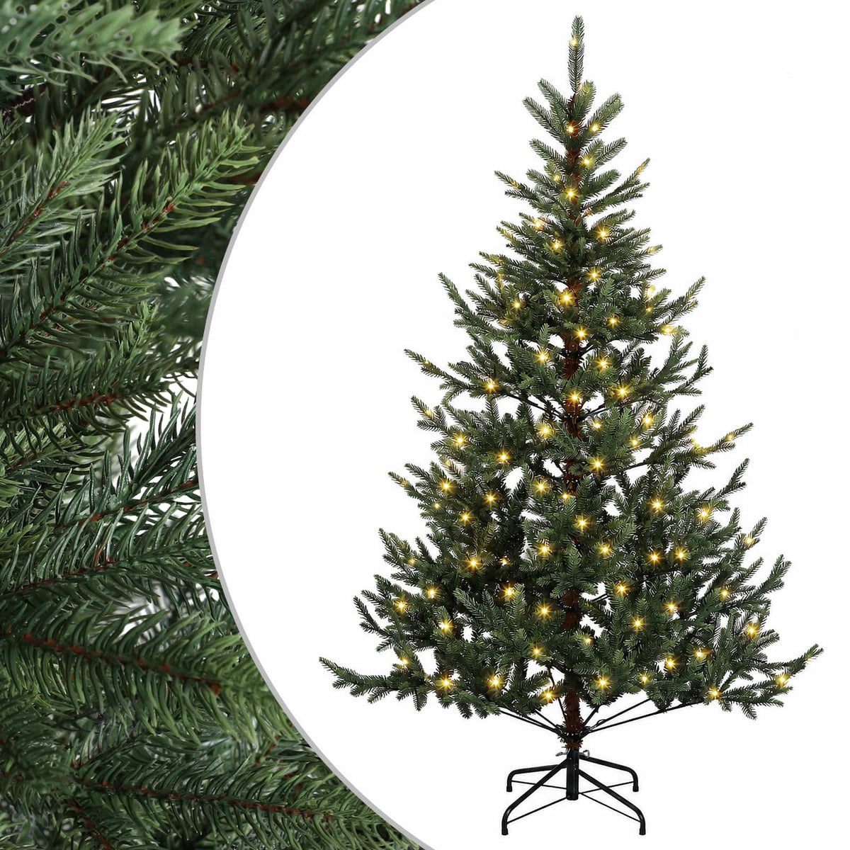 Albero di Natale Artificiale con Rami Pieghevoli 180 cm 300 LED