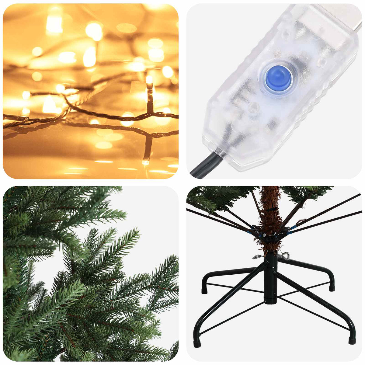 Albero di Natale Artificiale con Rami Pieghevoli 240 cm 300 LED