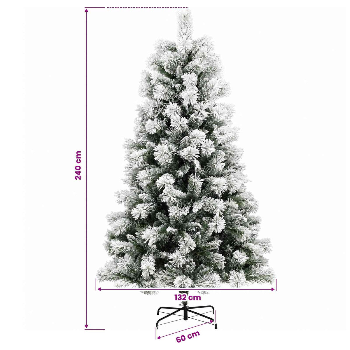 Albero di Natale Artificiale con Rami Pieghevoli 240 cm 300 LED