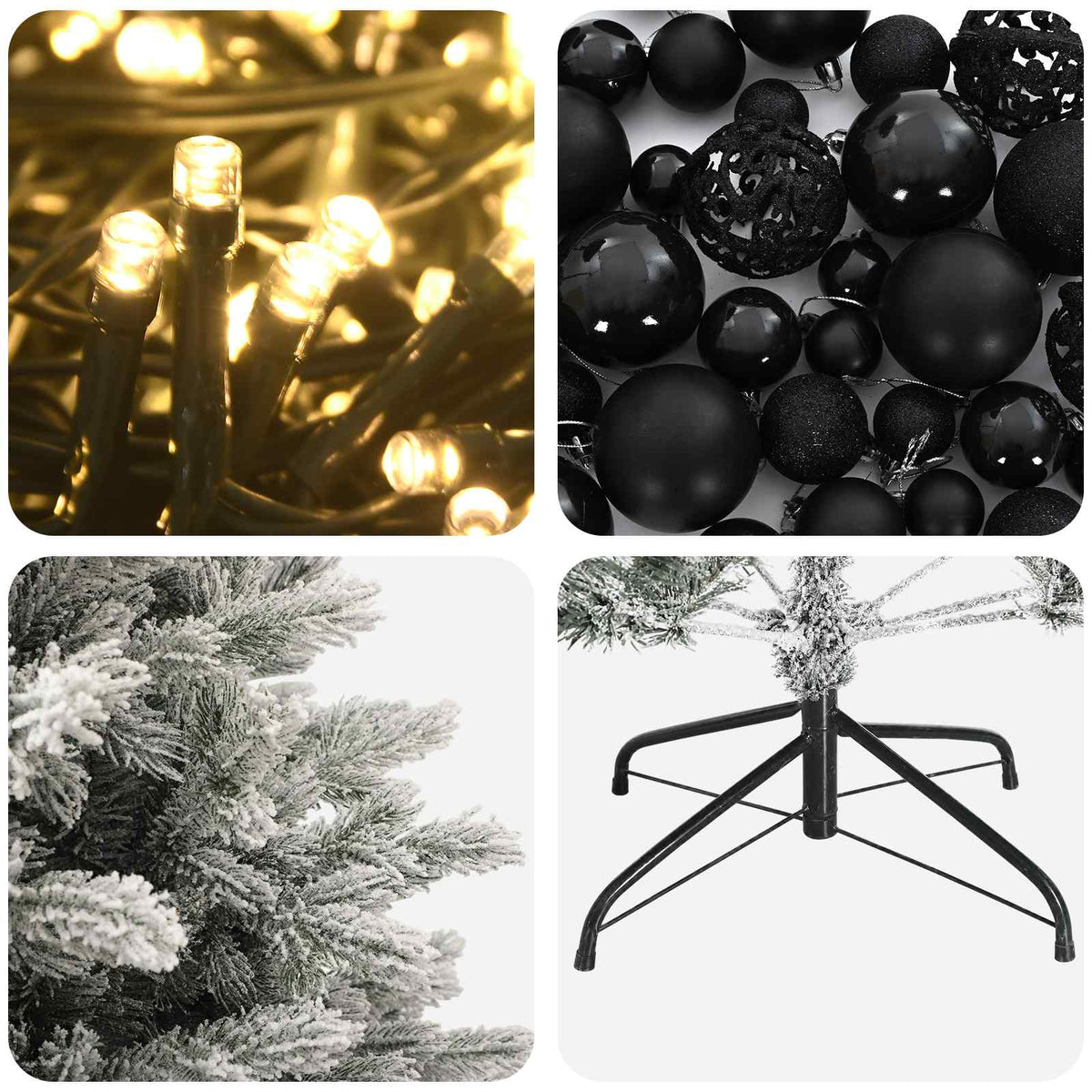Albero di Natale artificiale con palline 210 cm 300 LED