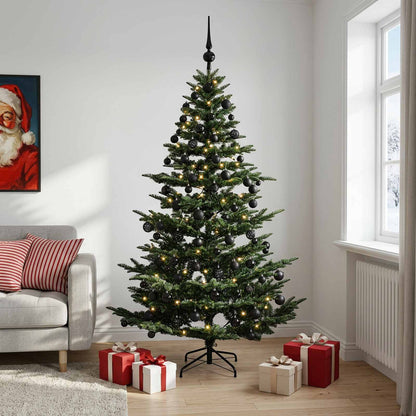 Albero di Natale artificiale con palline 210 cm 300 LED