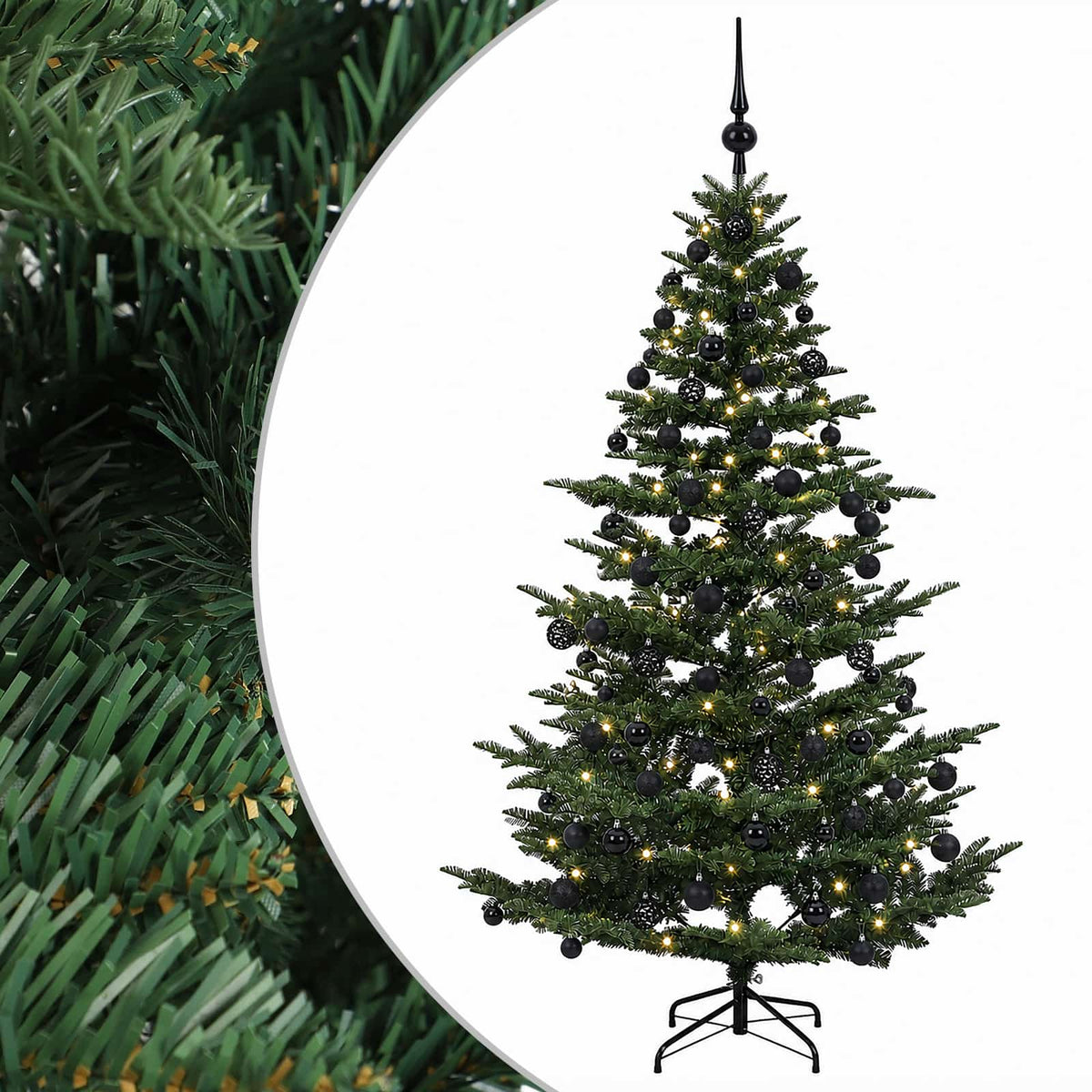 Albero di Natale artificiale con palline 210 cm 300 LED