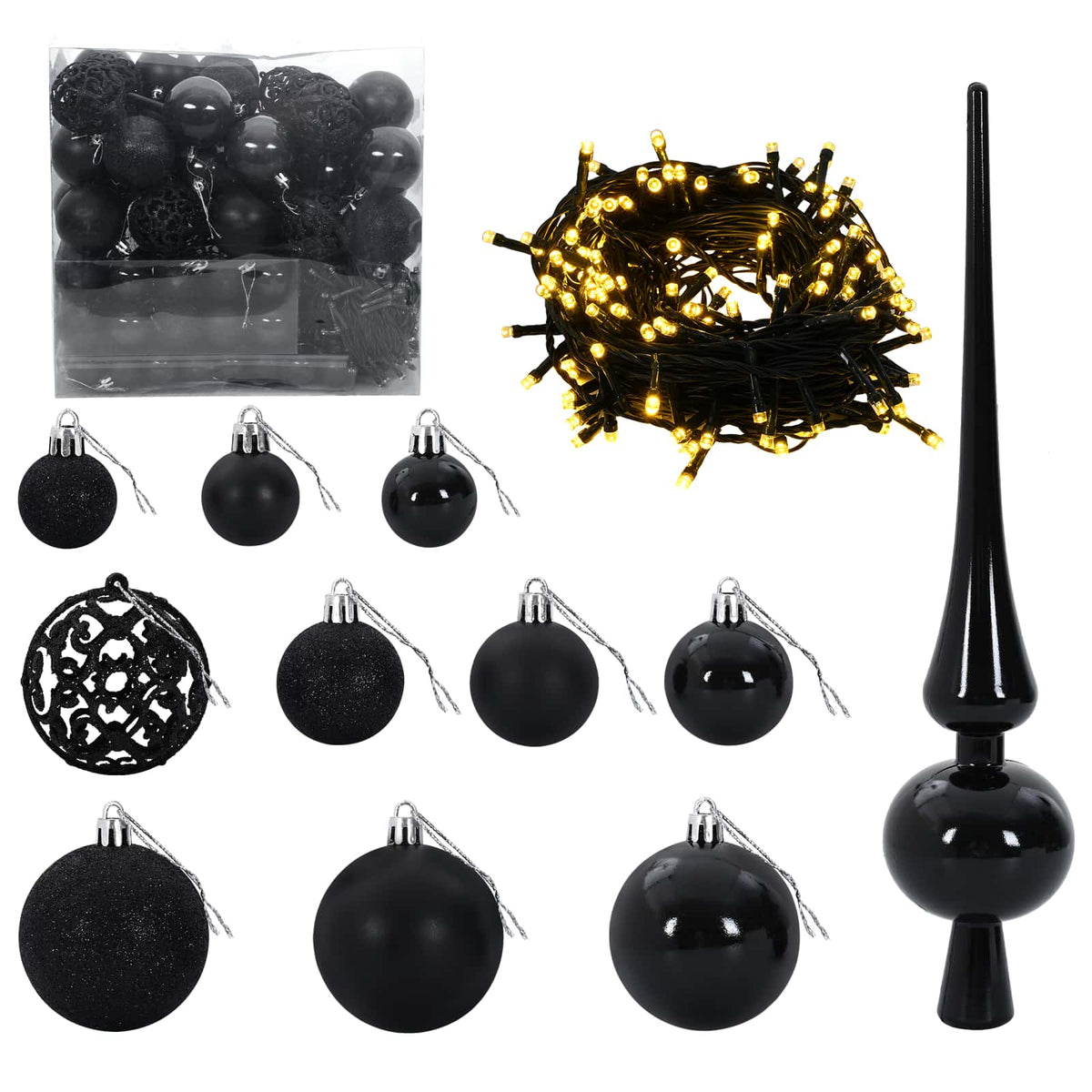 Albero di Natale Artificiale con Palline 180 cm 300 LED