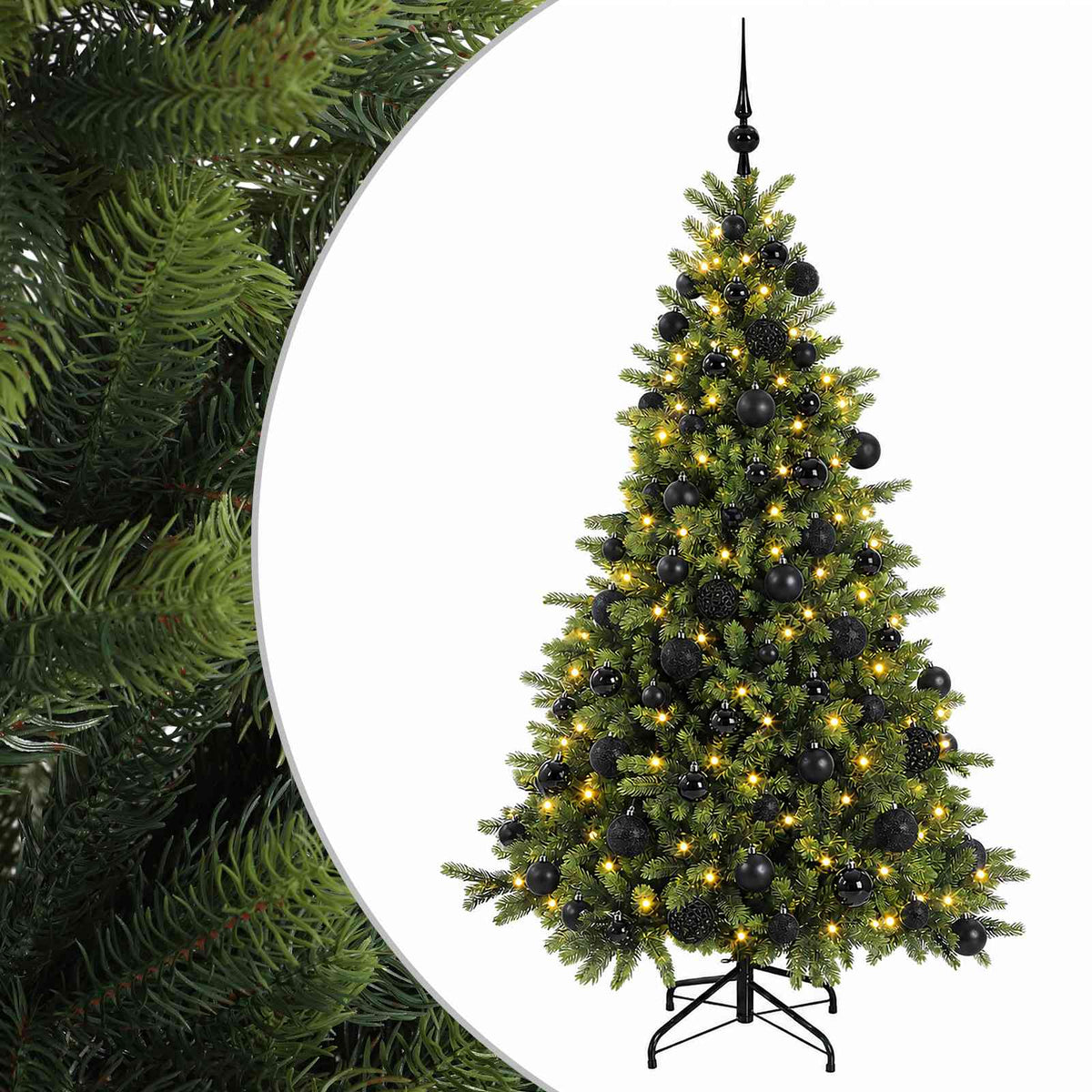 Albero di Natale artificiale con palline 210 cm 300 LED