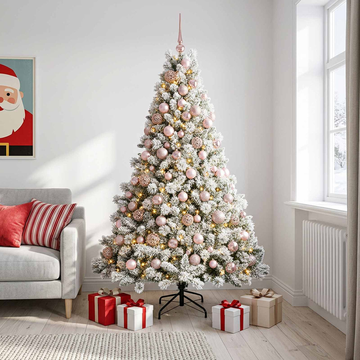 Albero di Natale Artificiale con Palline 240 cm 300 LED